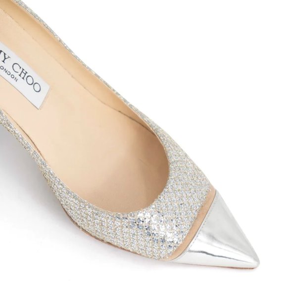 Jimmy Choo Silver Champagne Metallic Pointed Toe Kitten Heels Shoes 37.5 6.5 7 - Picture 12 of 15